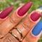 Quick Red & Blue Gel Polish with Foil Design | Fall Inspo Gel-X Nail Set | Almond Shape